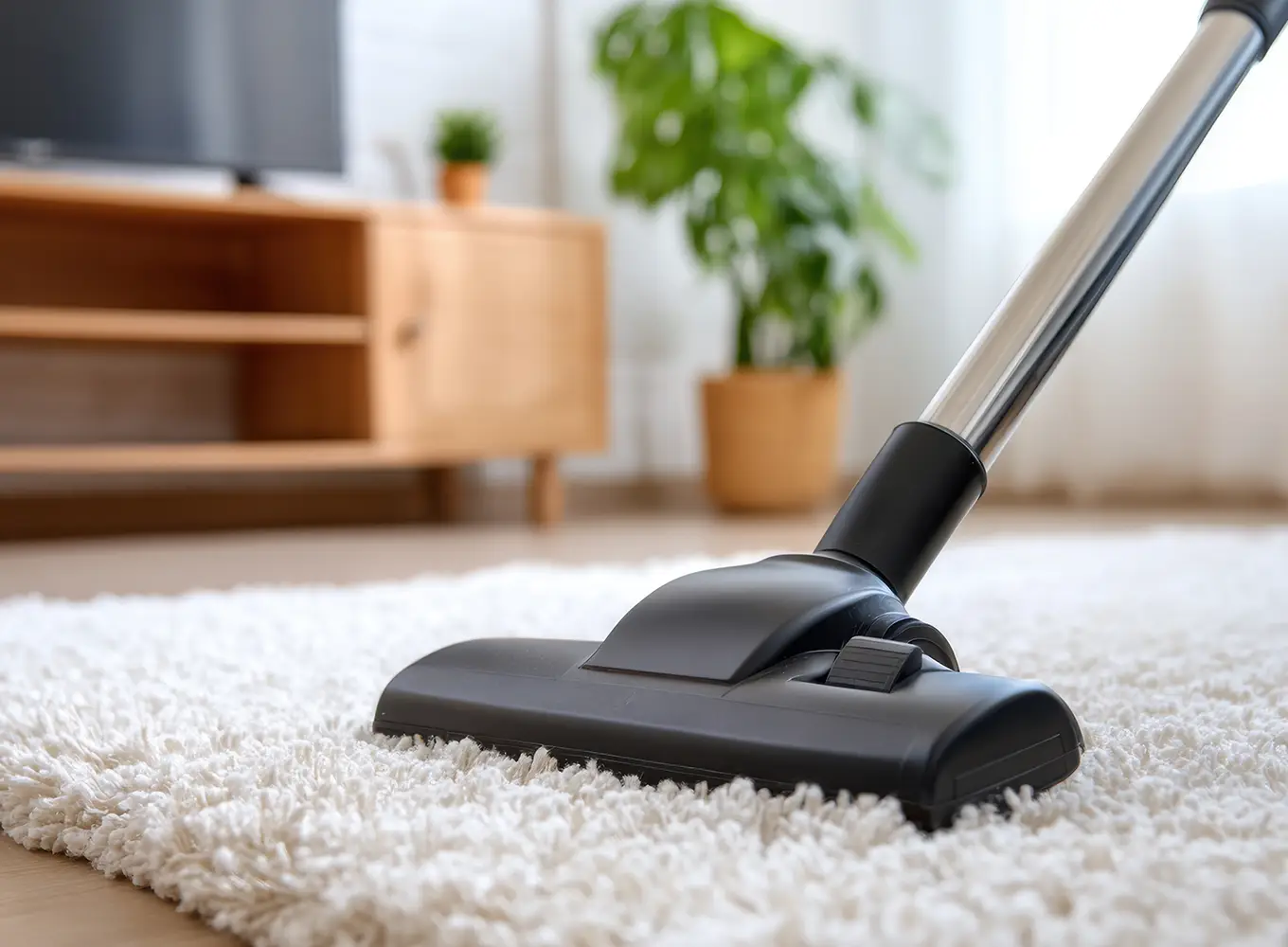 Clean Sweep LLC - vacuuming a carpet rug as part of standard cleaning package in O'Fallon, IL